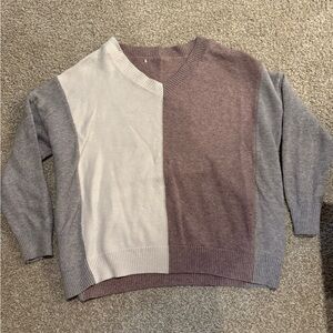 Colorblock Sweater in Gray and Purple